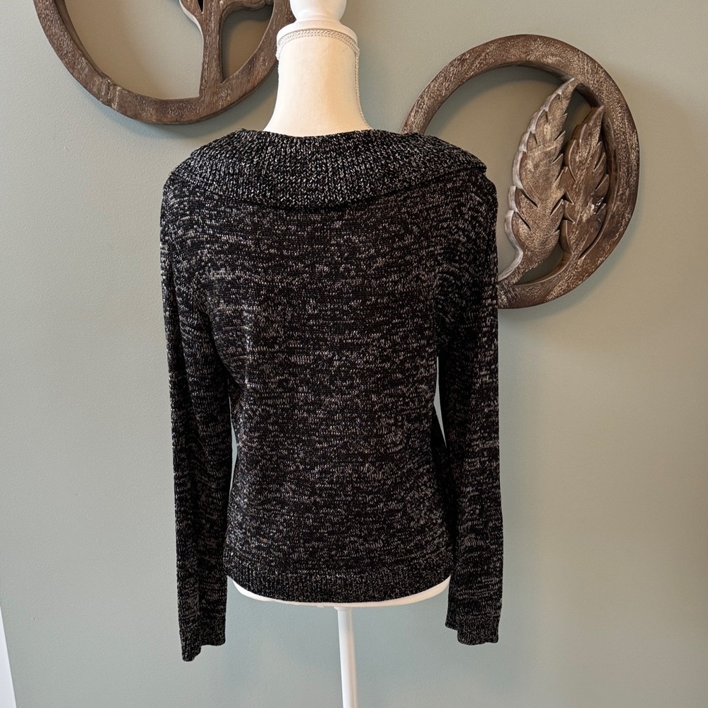 Dana Buchman Charcoal and Black Cowl Neck Knit Sweater size L - Picture 5 of 8